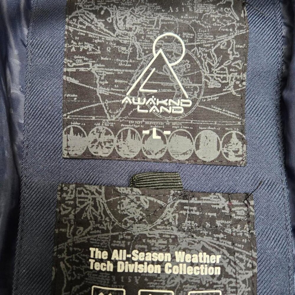 Navy Blue Awaknd Land Heavy Coat Mens Size Large - Picture 2 of 5